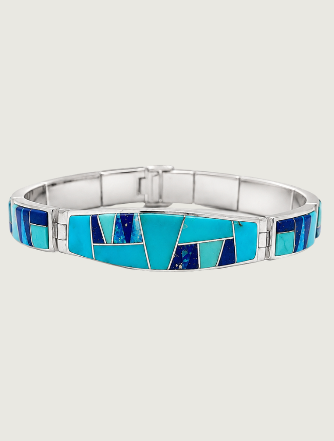 Ferris Sterling Silver Blue Multi-Stone Inlay Bracelet