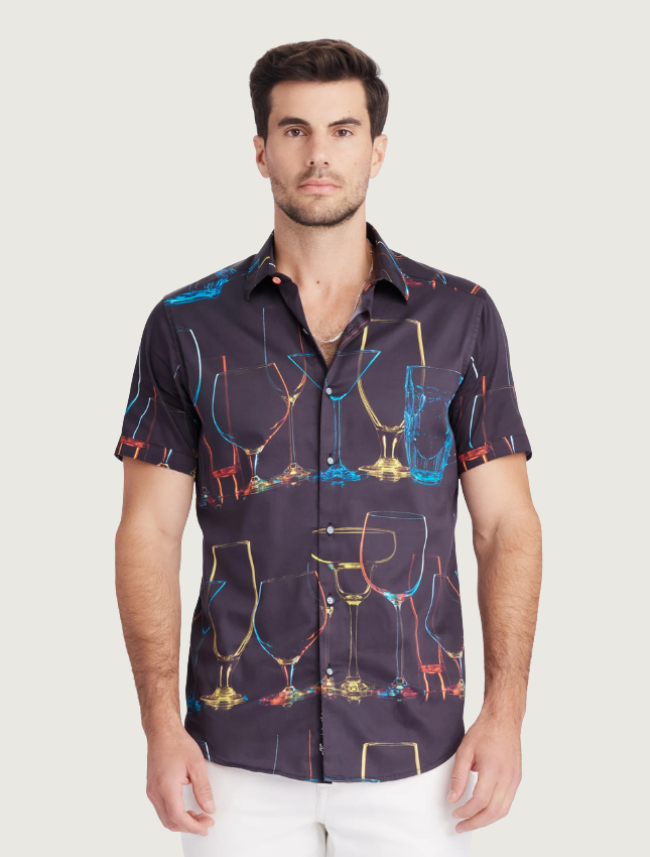 Robert Graham Men's Neon Nights Short Sleeve Button Down Shirt
