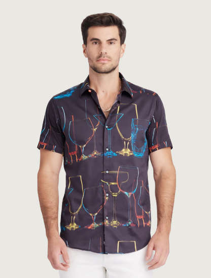 Robert Graham Men's Neon Nights Short Sleeve Button Down Shirt