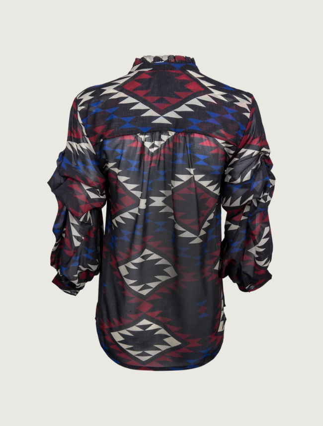 Tasha Polizzi Farley Sheer Blanket Print Blouse