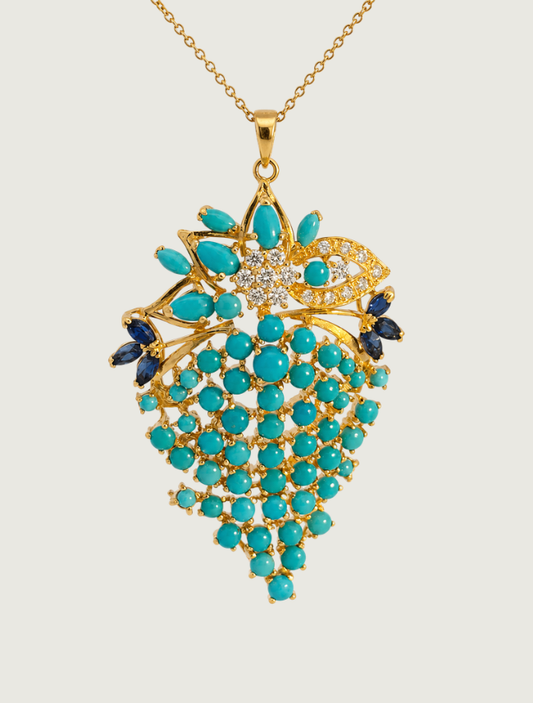 18K Yellow Gold Sleeping Beauty Turquoise Necklace