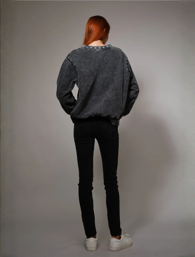 Blue B Mineral Wash Western Embroidered Sweatshirt