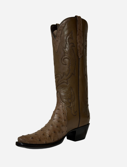 Stallion Ostrich & Buffalo Calf 14" Gallegos Boots in Mouse
