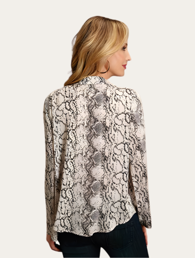 Stetson Women's Snakeskin Print V-Neck Blouse