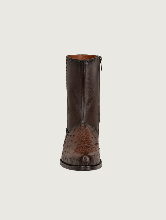 Cuadra Men's Ostrich Zipper Cowboy Boots in Brown