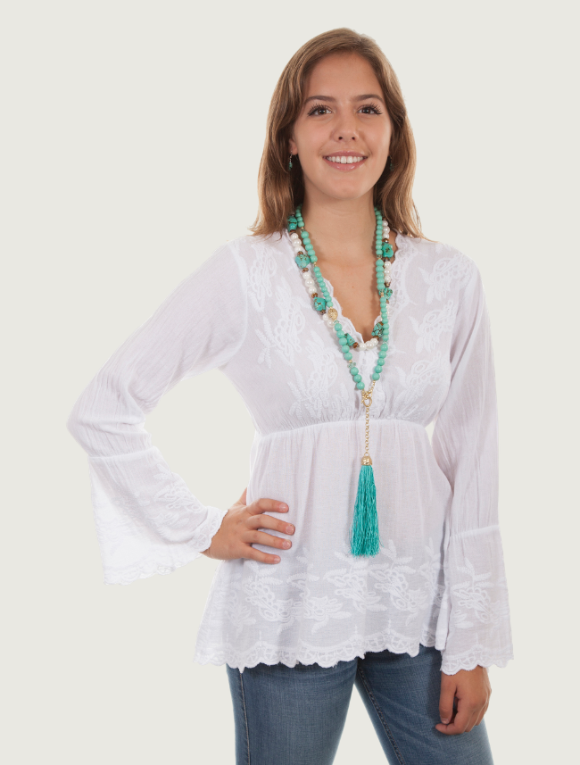Scully Women's Vanilla Soutache Bell Sleeve Blouse