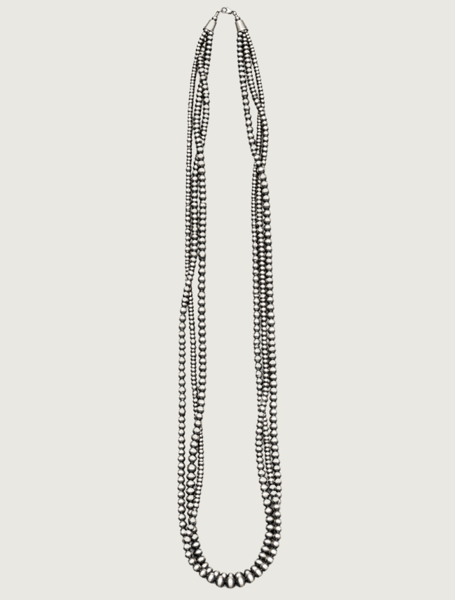 Silver Three-Strand Beaded Necklace