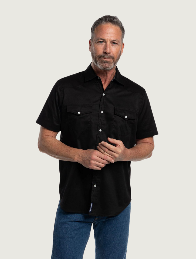 Tony Lama Black Short Sleeve Pearl Snap Western Shirt