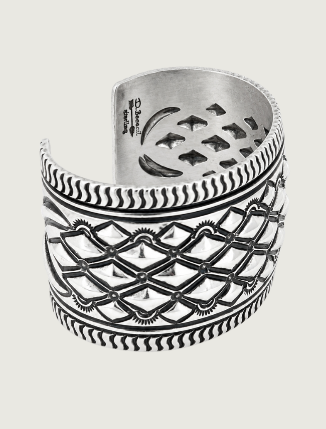 Darryl Becenti Sterling Silver Diamond Cuff Bracelet