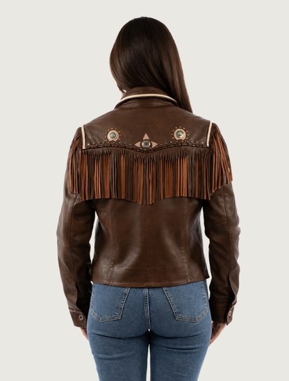 Mavericks Women's Lambskin Fringe Leather Jacket