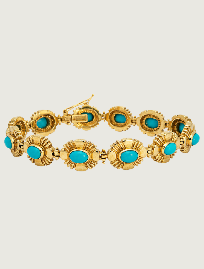 18K Yellow Gold Turquoise Bracelet