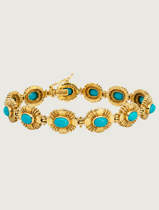 18K Yellow Gold Turquoise Bracelet