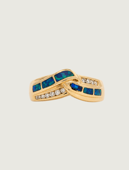 14K Yellow Gold Opal Inlay Ring (IL 6 0.01, RD 11 0.15)