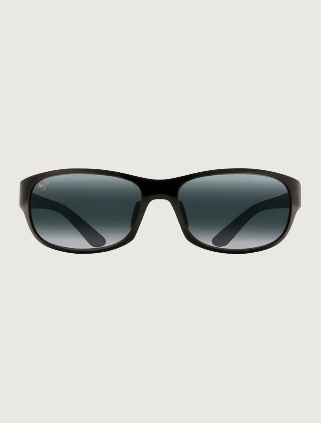 Maui Jim Twin Falls wrap sunglasses in Gloss Black Fade / Neutral Grey — front view