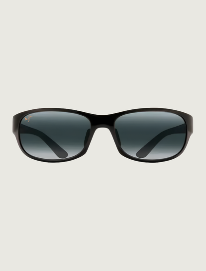 Maui Jim Twin Falls wrap sunglasses in Gloss Black Fade / Neutral Grey — front view