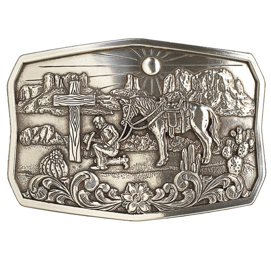 Nocona Praying Cowboy & Cactus Belt Buckle