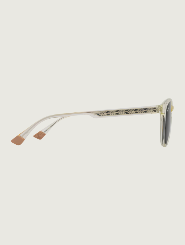 Maui Jim Hiehie round sunglasses in Shiny Trans Yellow / Neutral Grey — side view