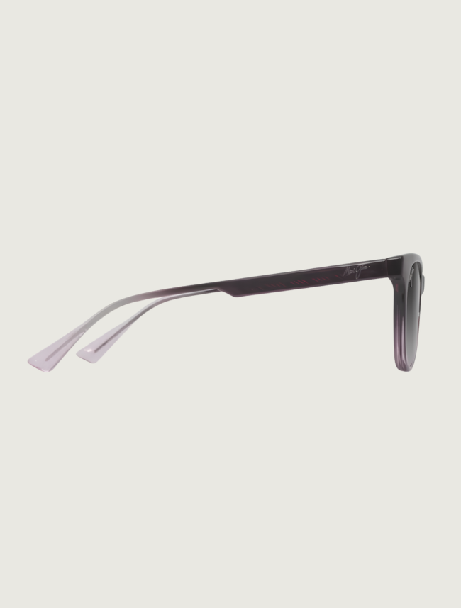 Maui Jim Lonomea cat eye sunglasses in Matte Trans Dark Violet to Lilac / Neutral Grey — side view