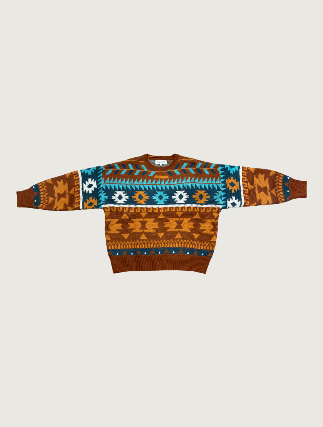 Panhandle Slim Women's Rust Aztec Crewneck Sweater