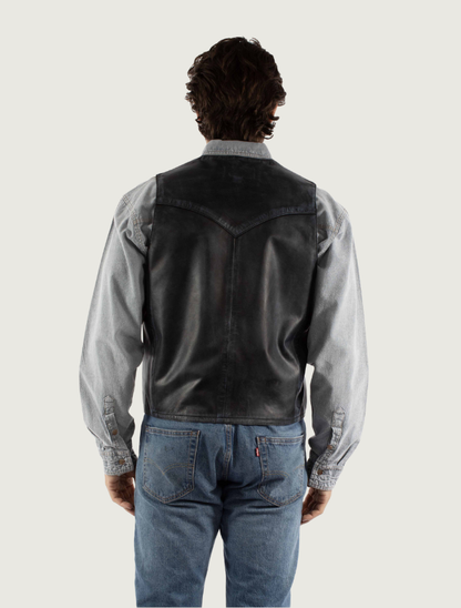 Mavericks Men's Navy Lambskin Western Vest