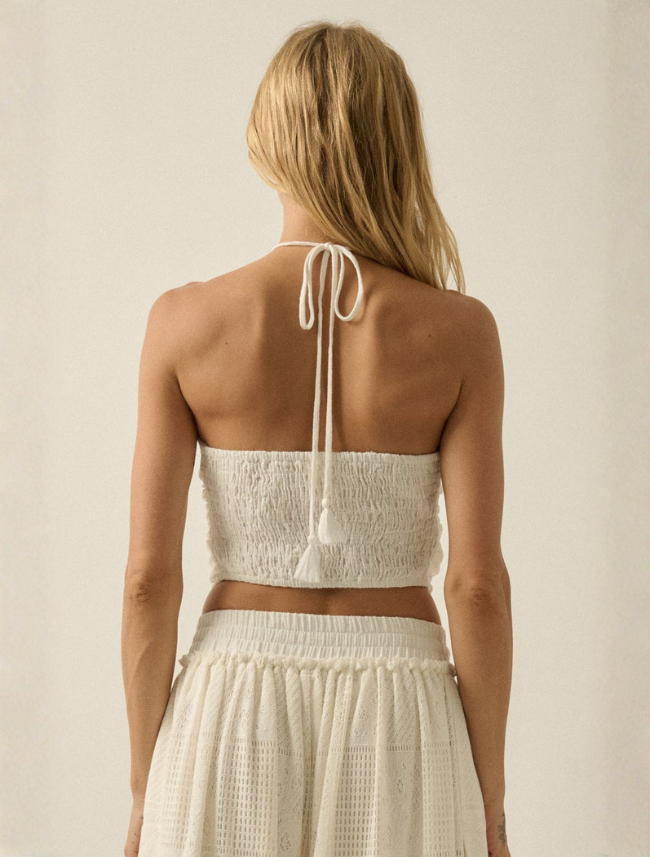 Promesa Crochet Laced Handkerchief Halter Top
