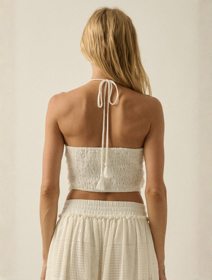 Promesa Crochet Laced Handkerchief Halter Top