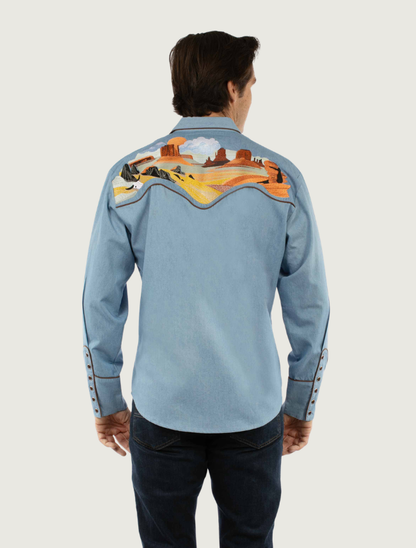 Scully Men's Buffalos & Desert Embroidered Shirt