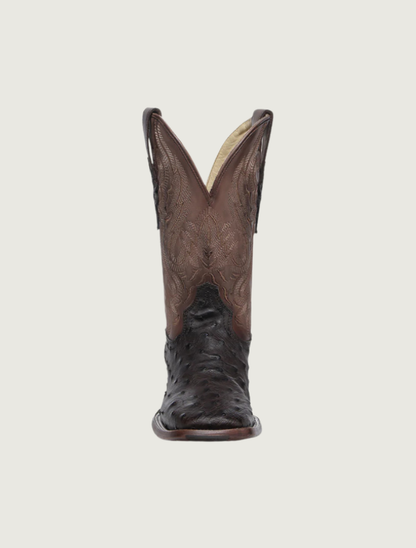 Corral Black Embroidery & Ostrich Square Toe Cowboy Boots