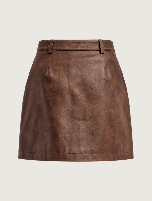 Hem & Thread Faux Leather Utility Mini Skirt