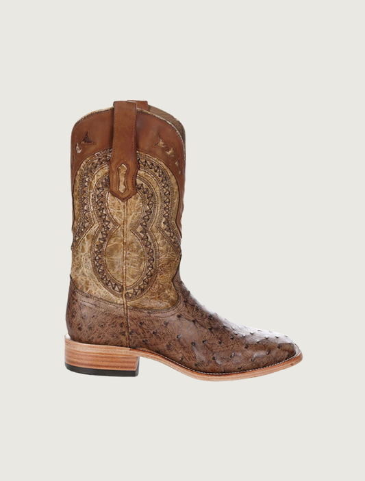 Corral Men's Ostrich Overlay & Embroidery Cowboy Boots