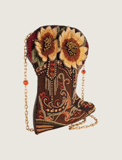 Mary Frances Floral Frontier Cowboy Boot Crossbody Handbag