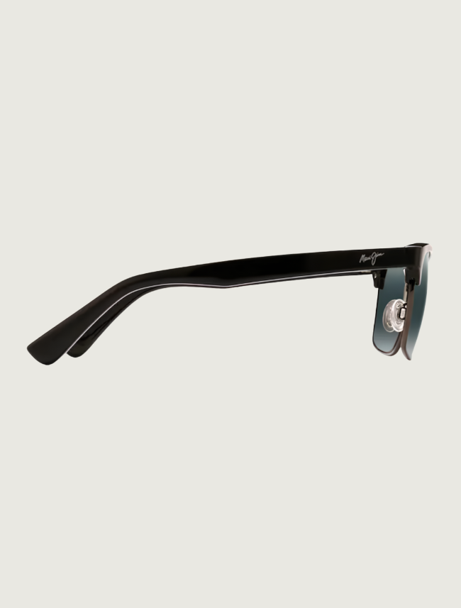 Maui Jim Kawika classic sunglasses in Black Gloss with Antique Pewter / Neutral Grey — side view