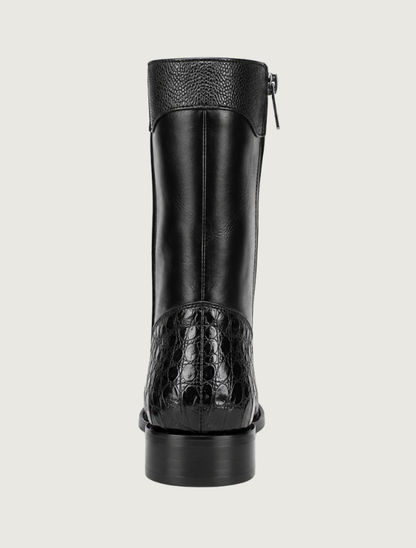 Cuadra Black Round Toe Caiman Zipper Cowboy Boots