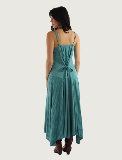 Scully Teal Embroidered Spaghetti Strap Maxi Dress