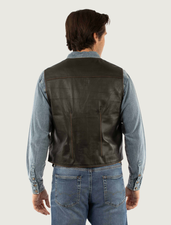 Mavericks Men's Brown Classic Leather Vest