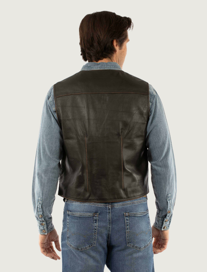 Mavericks Men's Brown Classic Leather Vest