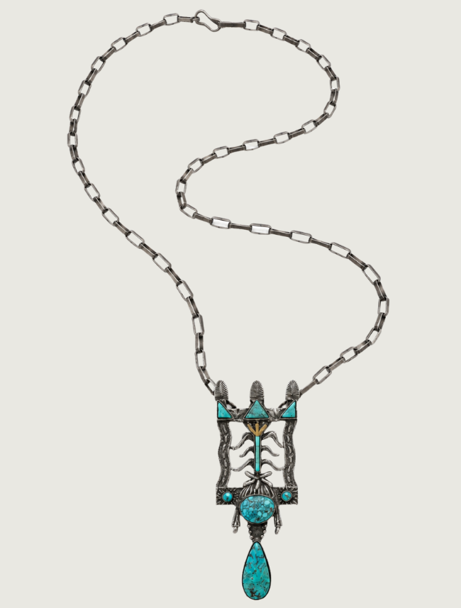 Gerald Lomaventema Sterling Silver & Turquoise Pendant