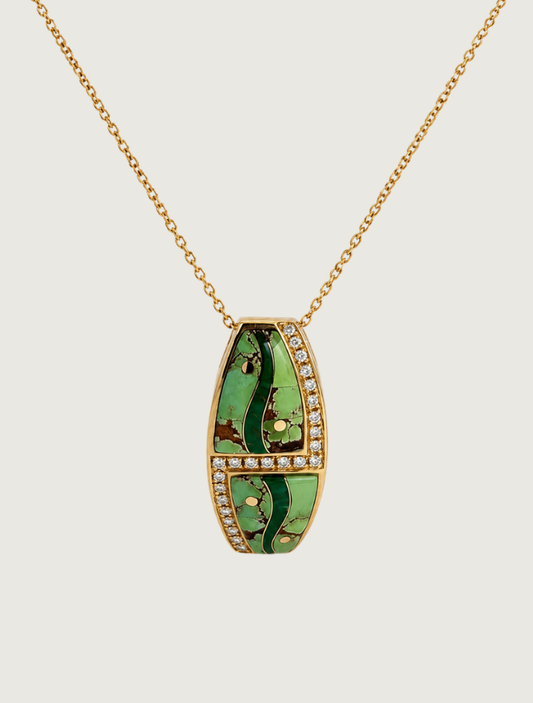 14K Yellow Gold Turquoise & Diamond