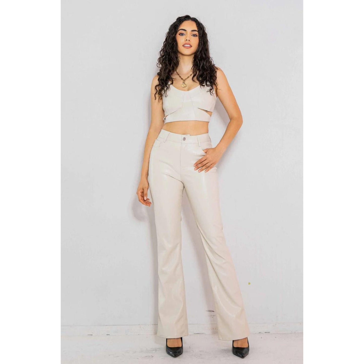 Vegan Leather Bootcut Pants