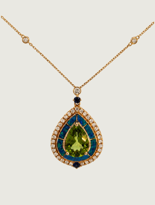 14K Yellow Gold Peridot Necklace