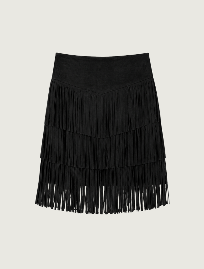 Women's Short Suede Fringe Skirt