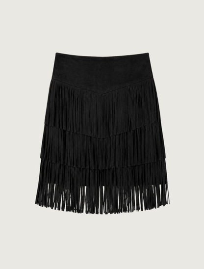 Women's Short Suede Fringe Skirt