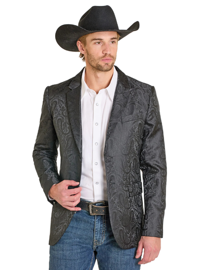 Rock & Roll Denim Men's Black Jacquard Paisley Sport Coat