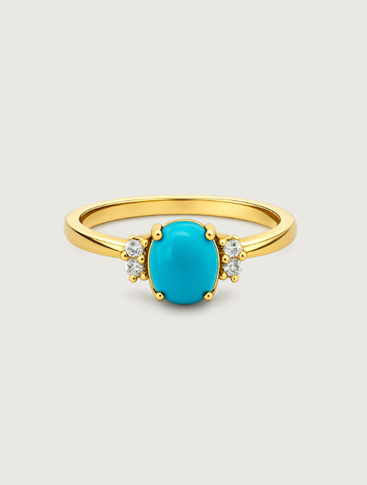 18K Yellow Gold Turquoise & Diamond Ring