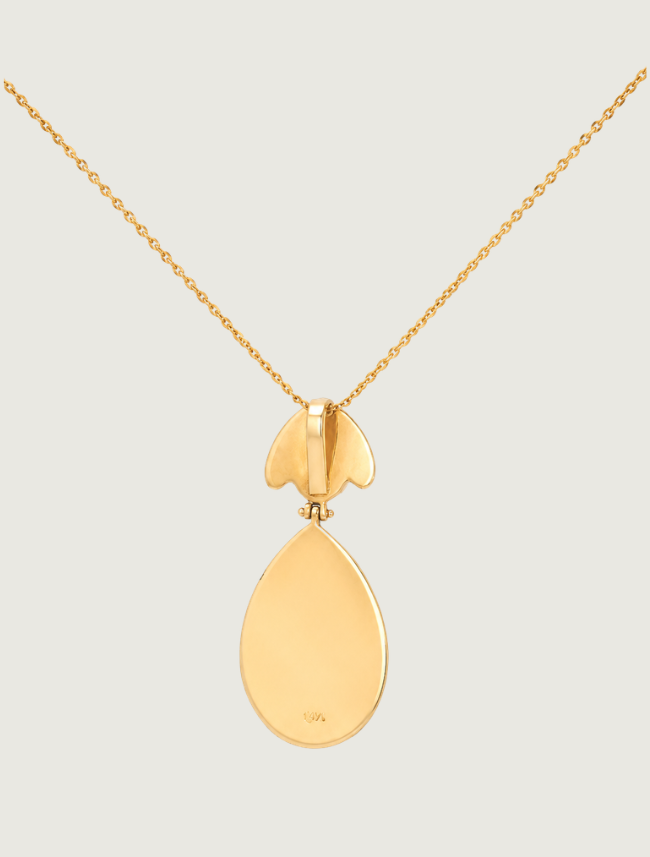 14K Yellow Gold Turquoise & Diamond Pendant