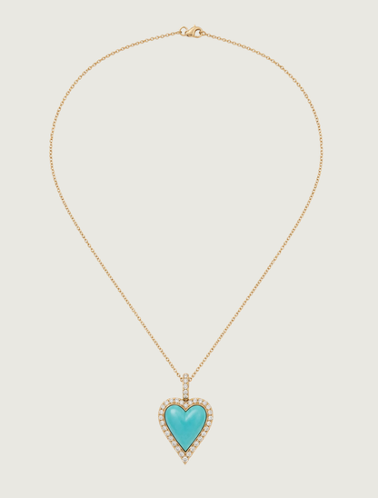 14K Yellow Gold Sleeping Beauty Turquoise & Diamond Pendant