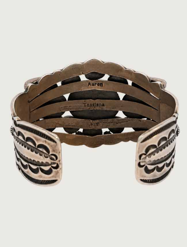 Aaron Toadlena Sterling Silver Spiny Oyster Shell & Turquoise Cuff Bracelet