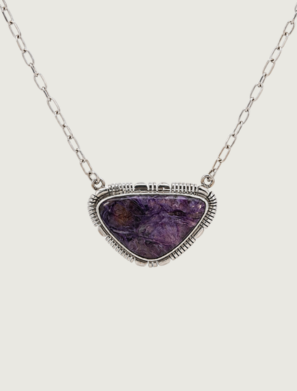 Sterling Silver Necklace with Sugilite Pendant