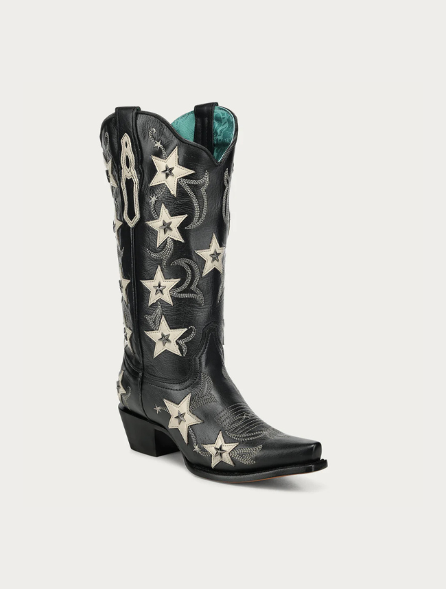 Corral Women's Black Star Overlay & Studs Cowboy Boots