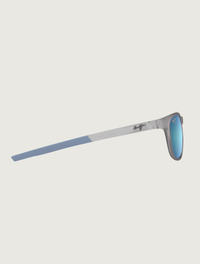 Maui Jim Melemele square sunglasses in Matte Transparent Grey / Blue Hawaii — side view